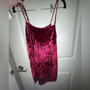 Red/purple velvet mini dress